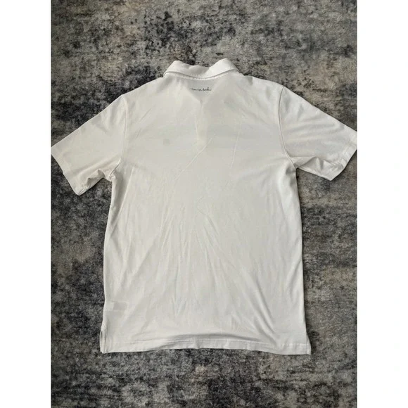 Travis Mathew Polo Shirt‎ Mens Medium White Striped Print Golf Short Sleeve Prep - Picture 10 of 11